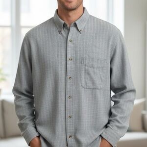 Savane Blue Gray Cotton Knit Long Sleeve Button Down XL